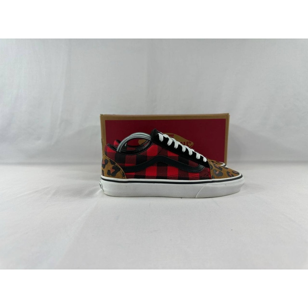 VANS Old Skool Cheetah Leopard Checkerboard Buffalo Plaid Canvas Men's Size 5.5